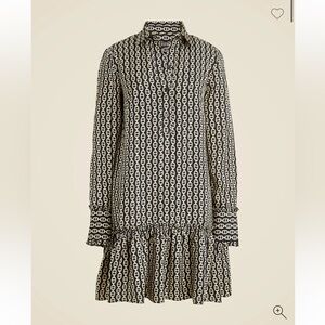 Black and Gold Chain Print Long Sleeve Dress